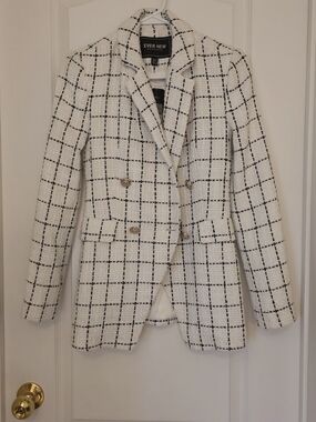 Ever New White Tweed Blazer with Black Windowpane